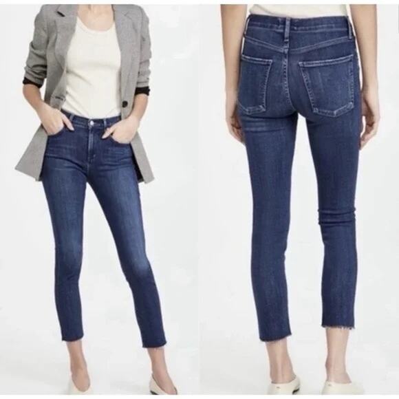 Agolde Sophie High Rise Raw Hem Blue Jeans Crop Skinny Stretch size 28 - Picture 8 of 8